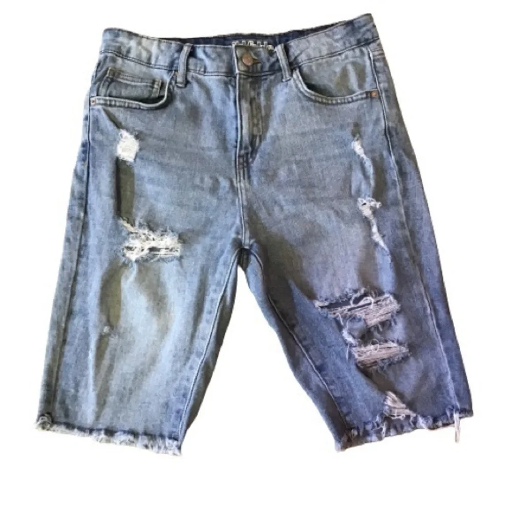 Wild Fable Size 4 High Rise Distressed Denim Bike Shorts Bermuda